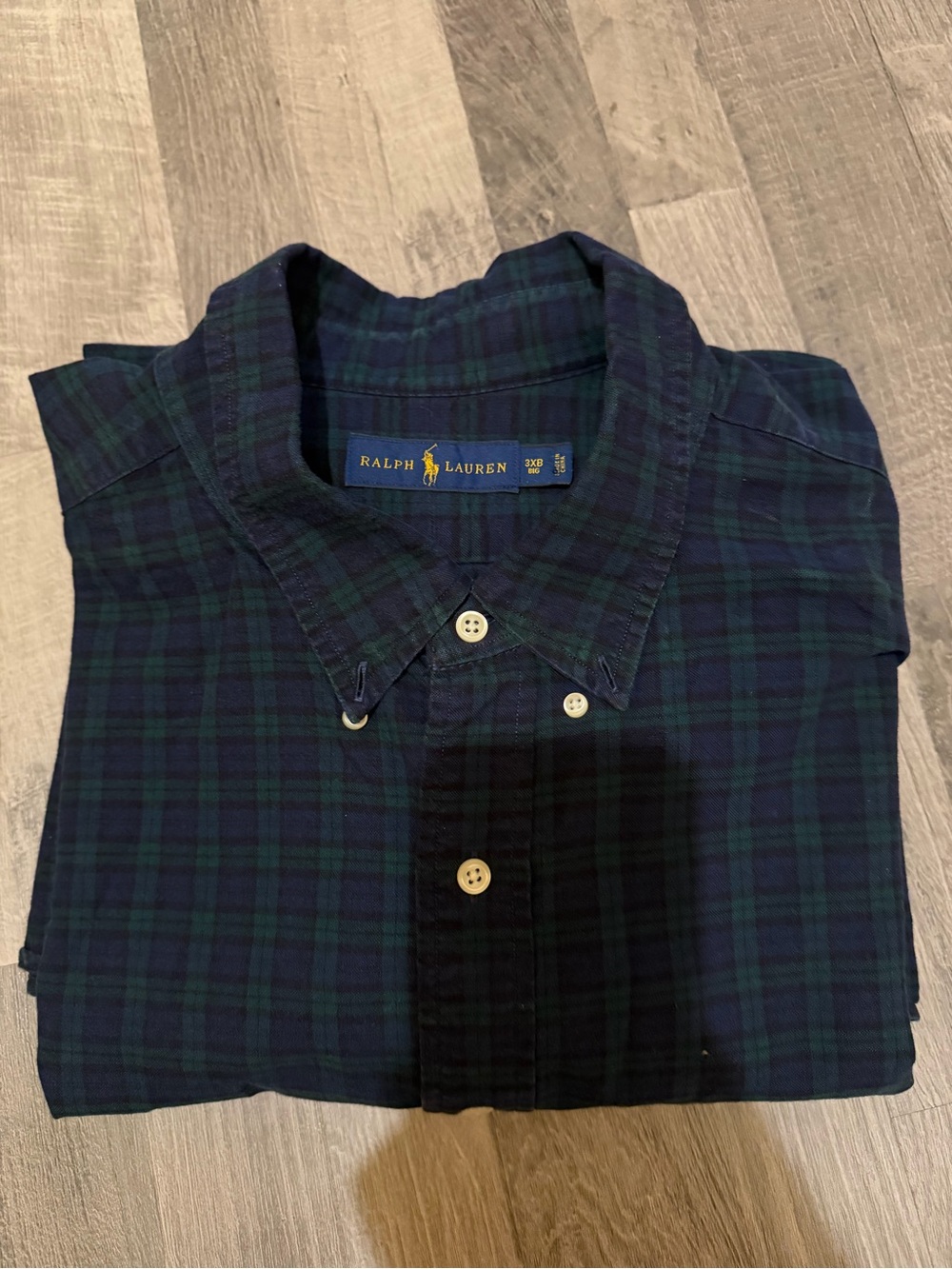 Polo  Ralph lauren Men's Navy Plaid Button-Down Shirt 3XB